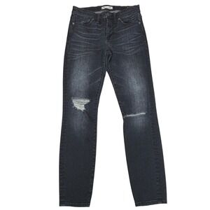 Madewell High Riser Skinny Jeans 27 Dark Wash Distressed E1565 Black Denim